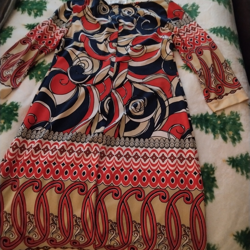 Julian Taylor Red and Blue Swirl Dress